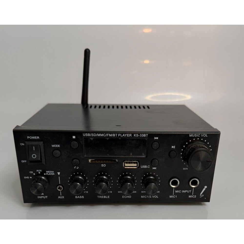 KS-33BT HiFi Stereo Amplifier with Remote, 60W, 2-Channel, 3-Speaker Subwoofer